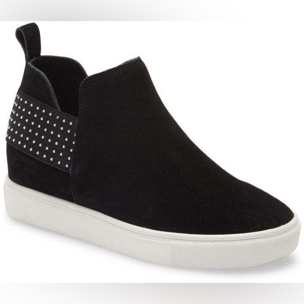 Steve Madden Crushin HighTop Sneaker in Black Suede with Silverstone Studs